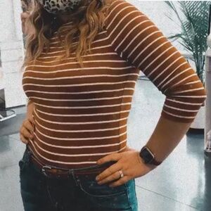 Boat Neck Horizontal Striped Tee